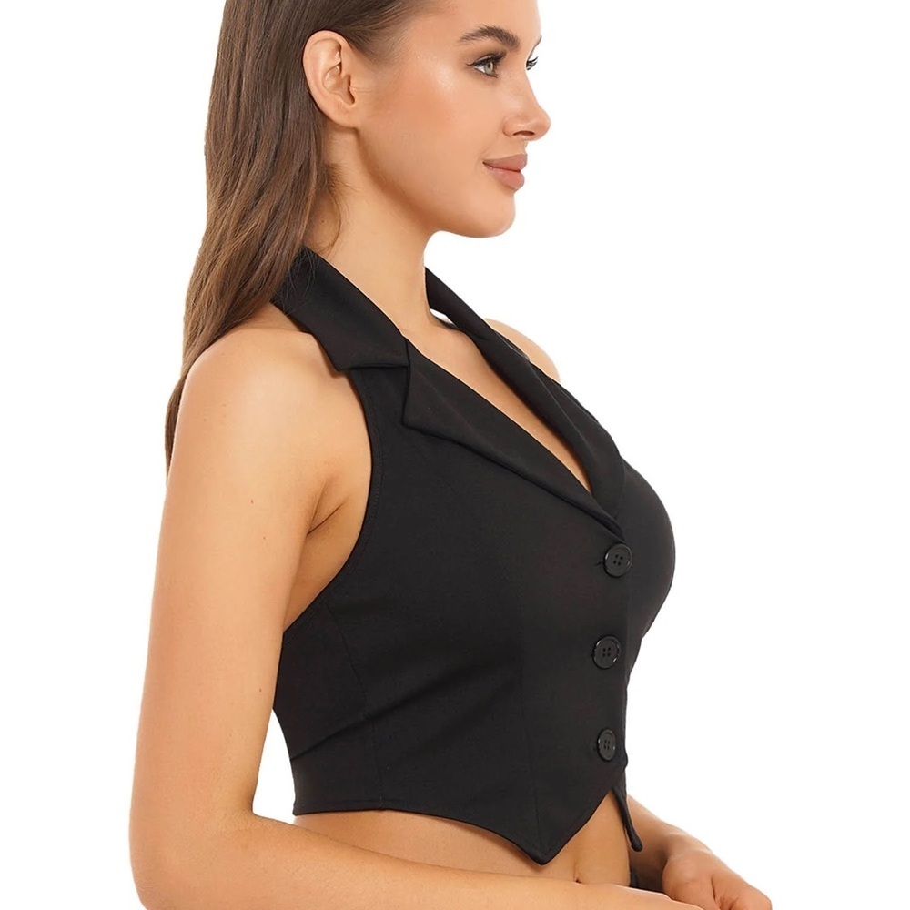 Commense Black Vest with Button Detail - Picture 2 of 11